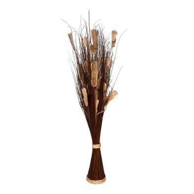 Twisted Stem Vase With Dried Dark Brown Cream Flowers