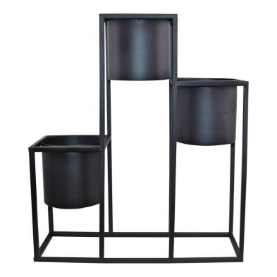 Product photograph of 3x Planter Metal Black - 50cm from QD stores