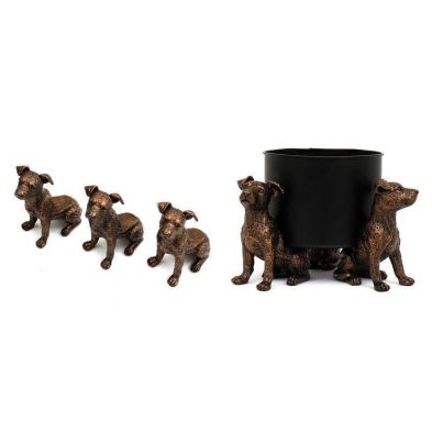 Product photograph of 3x Dog Pot Riser Polyresin Bronze - 13cm from QD stores