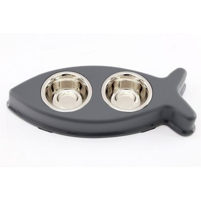 2 Pack Cat And Dog Bowl Grey Stainless Steel 04 Ml By Geko
