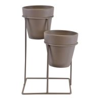 See more information about the 2x Planter Metal & Terracotta Grey - 25cm