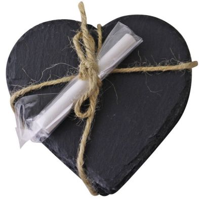 Product photograph of 4x Heart Coaster Chalkboard Black - 12cm from QD stores