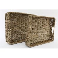 See more information about the 2x Tray Seagrass with Herringbone Pattern