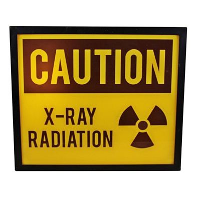 Caution X Ray Radiation Lightbox Metal Yellow Wall Mounted Mains Powered 365cm