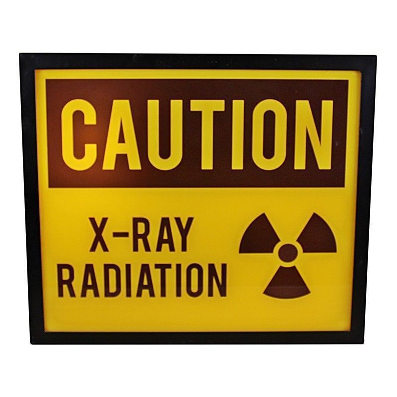 Caution X-Ray Radiation Lightbox Metal Yellow Wall Mounted Mains Powered - 36.5cm