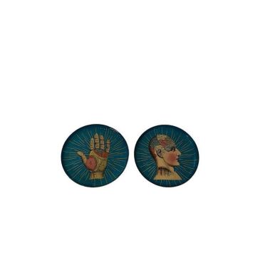 Product photograph of 2x Coaster Wood With Phrenology Pattern - 11cm from QD stores