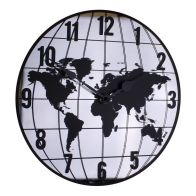 See more information about the Map Clock Glass Black Wall Mounted Battery Powered - 30cm