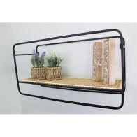 See more information about the Contemporary Shelving Unit Metal & Wicker Black 1 Shelf
