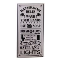 See more information about the Bathroom Rules Sign Metal Wall Mounted - 60cm