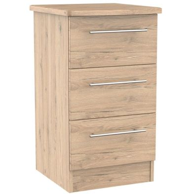 Product photograph of Colby Slim Bedside Table Natural 3 Drawers from QD stores