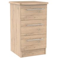 See more information about the Colby 3 Drawer Bedroom Bedside Cabinet Bordeaux Oak