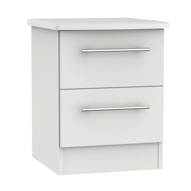 Product photograph of Colby Slim Bedside Table Light Grey 2 Drawers from QD stores