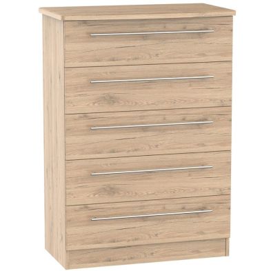 Product photograph of Colby Tall Chest Of Drawers Natural 5 Drawers from QD stores