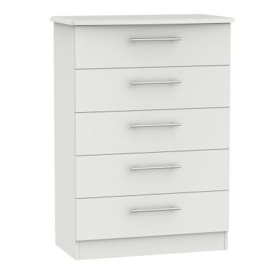 Product photograph of Colby Tall Chest Of Drawers Light Grey 5 Drawers from QD stores