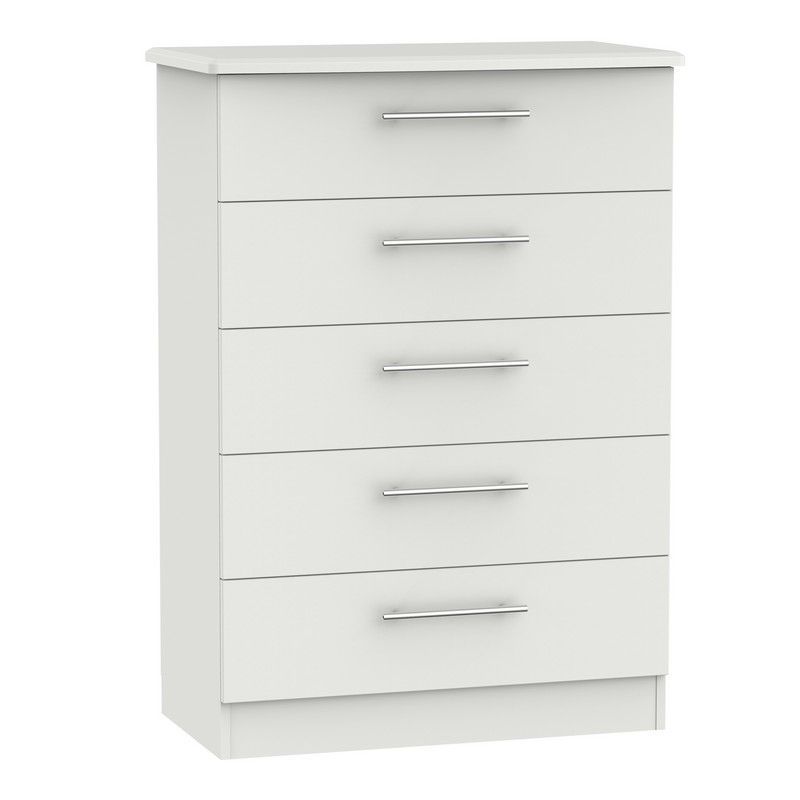 Colby Tall Chest of Drawers Light Grey 5 Drawers