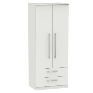 Product photograph of Colby Tall Wardrobe Light Grey 2 Doors 2 Drawers from QD stores
