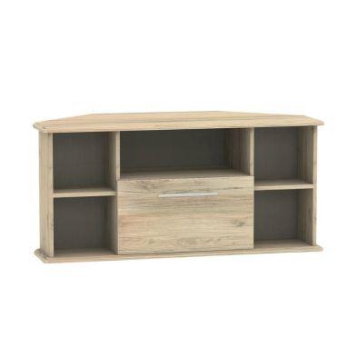 Product photograph of Colby Corner Tv Unit Natural 5 Shelves 1 Drawer from QD stores