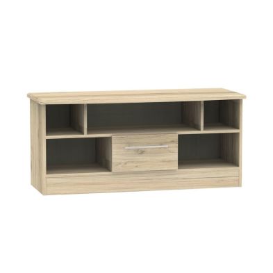 Product photograph of Colby Tv Unit Natural 5 Shelves 1 Drawer from QD stores