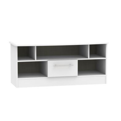 Product photograph of Colby Tv Unit Grey 5 Shelves 1 Drawer from QD stores