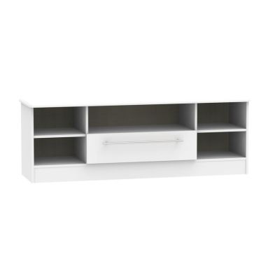 Product photograph of Colby Tv Unit Light Grey 5 Shelves 1 Drawer from QD stores
