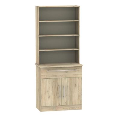 Product photograph of Colby Tall Shelving Unit Natural 2 Doors 4 Shelves 1 Drawer from QD stores