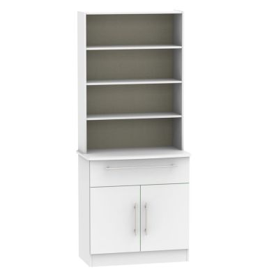 Product photograph of Colby Tall Shelving Unit Grey 2 Doors 4 Shelves 1 Drawer from QD stores