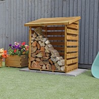 See more information about the Mercia 2' 7" x 3' 6" Pent Log Store - Budget Pressure Treated Slatted