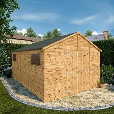 Product photograph of Mercia Premier 10 X 15 7 Apex Workshop - Premium Pressure Treated Shiplap from QD stores