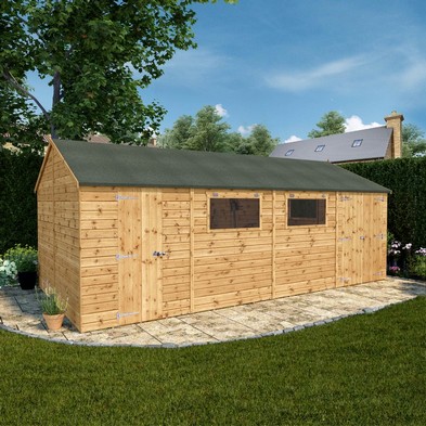 Product photograph of Mercia Premier 19 6 X 10 Reverse Apex Workshop - Premium Pressure Treated Shiplap from QD stores
