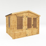 See more information about the Mercia 11' 2" x 8' 7" Apex Log Cabin - Premium  Cladding Log Clad