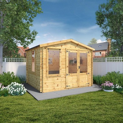 Product photograph of Mercia 11 2 X 9 11 Apex Log Cabin - Premium 19mm Cladding Log Clad from QD stores
