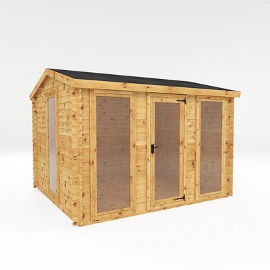 Product photograph of Mercia 11 6 X 10 3 Apex Log Cabin - Premium 19mm Cladding Log Clad from QD stores