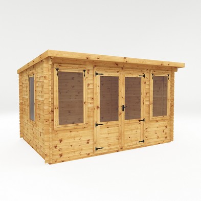 Product photograph of Mercia 13 2 X 10 10 Pent Log Cabin - Premium 19mm Cladding Log Clad from QD stores