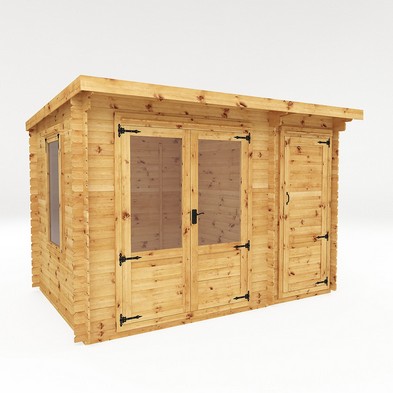 Product photograph of Mercia 11 6 X 8 Pent Log Cabin - Premium 19mm Cladding Log Clad from QD stores