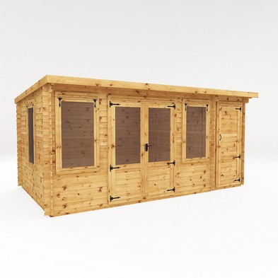 Product photograph of Mercia 16 9 X 9 11 Pent Log Cabin - Premium 19mm Cladding Log Clad from QD stores