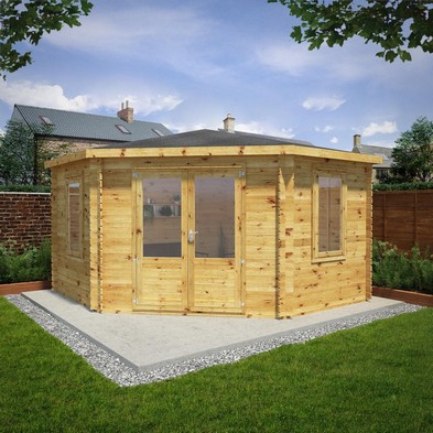 Product photograph of Mercia 13 5 X 13 7 Hip Log Cabin - Premium 44mm Cladding Log Clad from QD stores