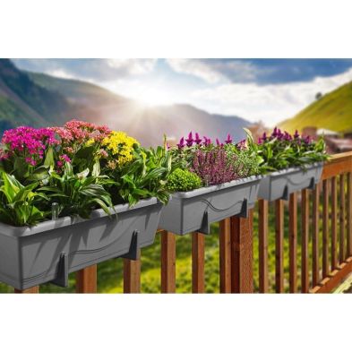 Product photograph of Gardenico Self-watering Planter For Balconies 40cm - Stone Grey - Twin Pack from QD stores
