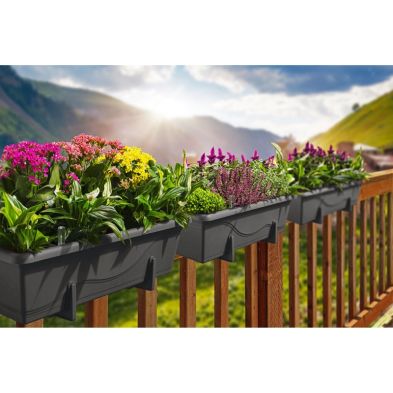 Product photograph of Gardenico Self-watering Planter For Balconies 80cm - Anthracite - Triple Pack from QD stores