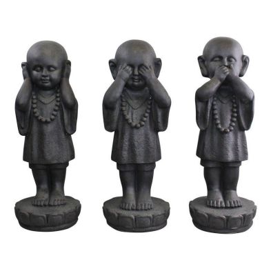 See No Evil, Hear No Evil Monks Statue Polyresin with Stone Pattern - 55cm from QD Stores