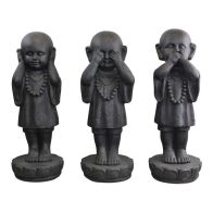 See more information about the See No Evil, Hear No Evil Monks Statue Polyresin with Stone Pattern - 55cm