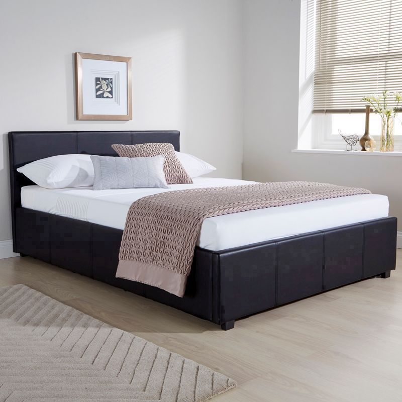 Winston Side Lift King Size Ottoman Bed, Faux Leather King Size Bed
