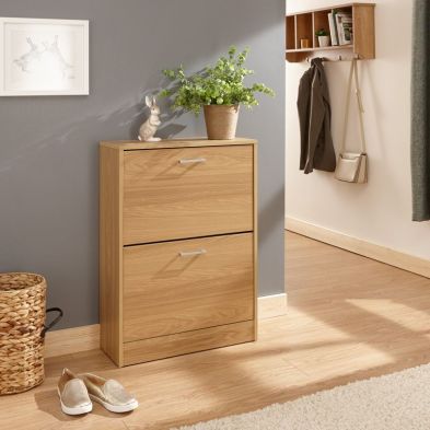Product photograph of Stirling Shoe Storage Natural 2 Doors 2 Shelves from QD stores