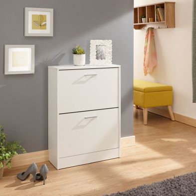 Product photograph of Stirling Shoe Storage White 2 Doors 2 Shelves from QD stores