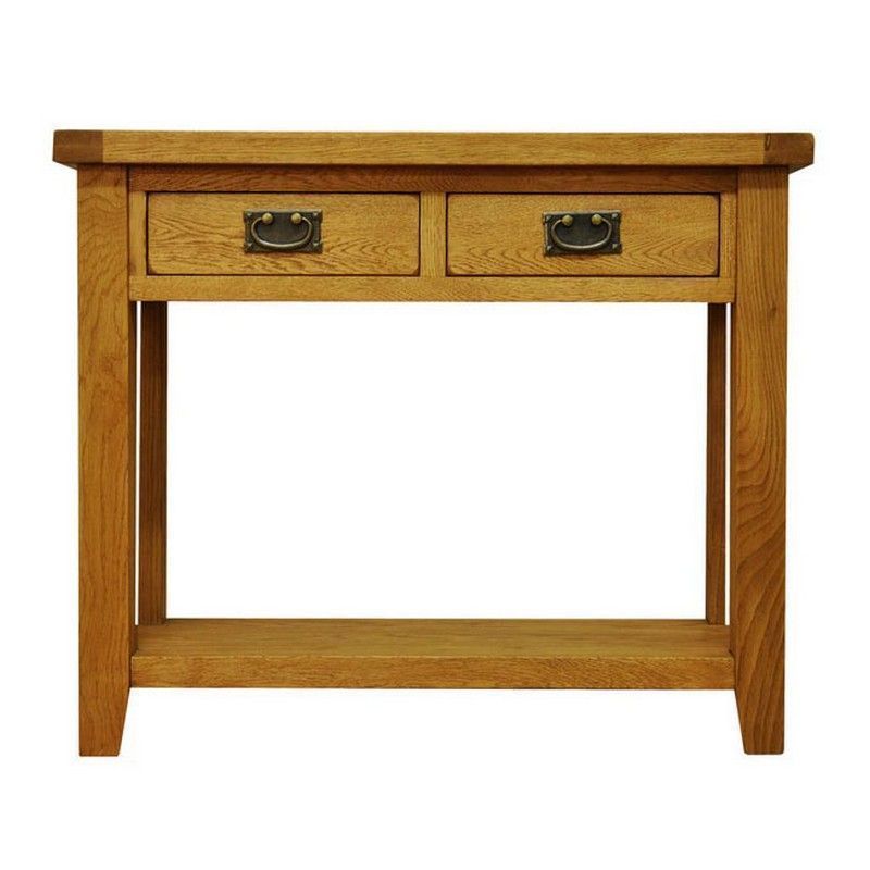 Montacute Oak 2 Drawer 1 Shelf Console Table