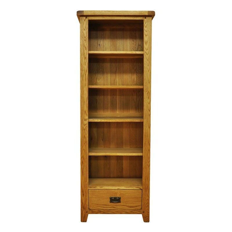 Montacute Oak Large Narrow 1 Drawer 5 Shelf Bookcase