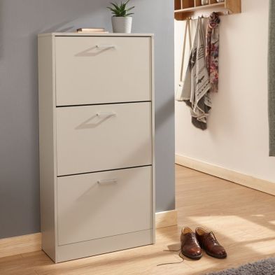 Product photograph of Stirling Tall Shoe Storage Grey 3 Doors 3 Shelves from QD stores