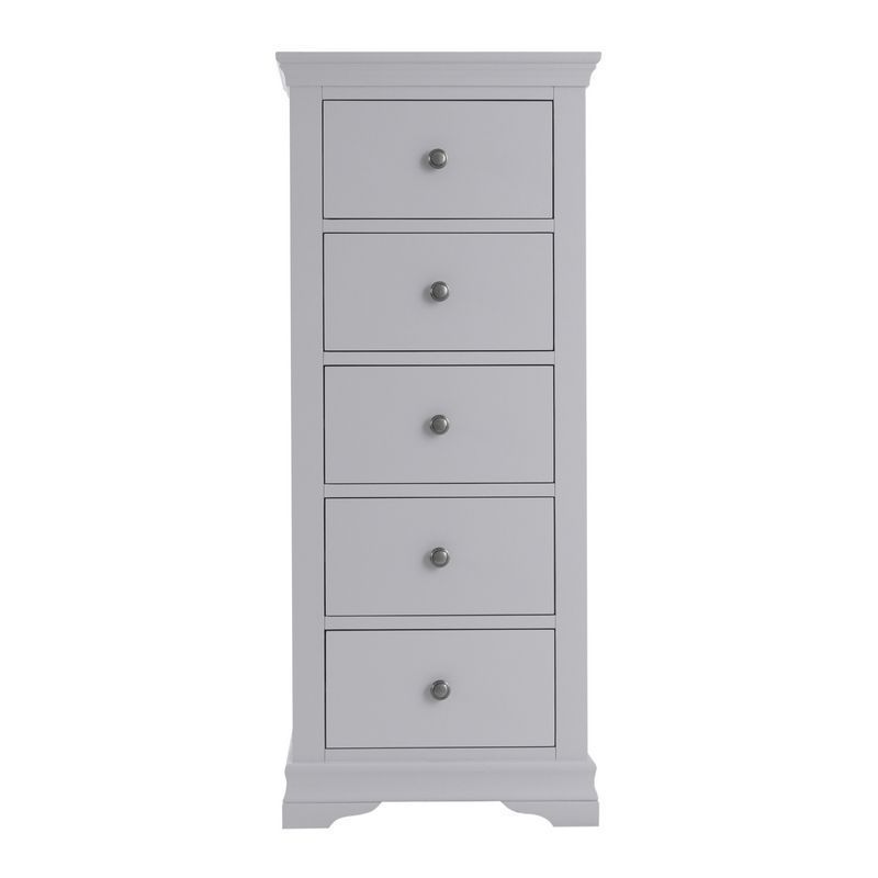 Swafield Grey & Pine Narrow Chest Of 5 Drawers
