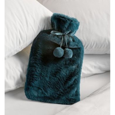 Product photograph of Hamilton Mcbride Green Blue Rabbit Fur Hot Water Bottle from QD stores