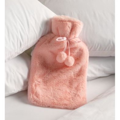 Product photograph of Hamilton Mcbride Pink Rabbit Fur Hot Water Bottle from QD stores