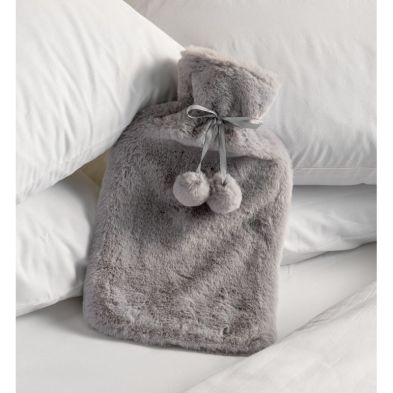 Product photograph of Hamilton Mcbride Grey Rabbit Fur Hot Water Bottle from QD stores